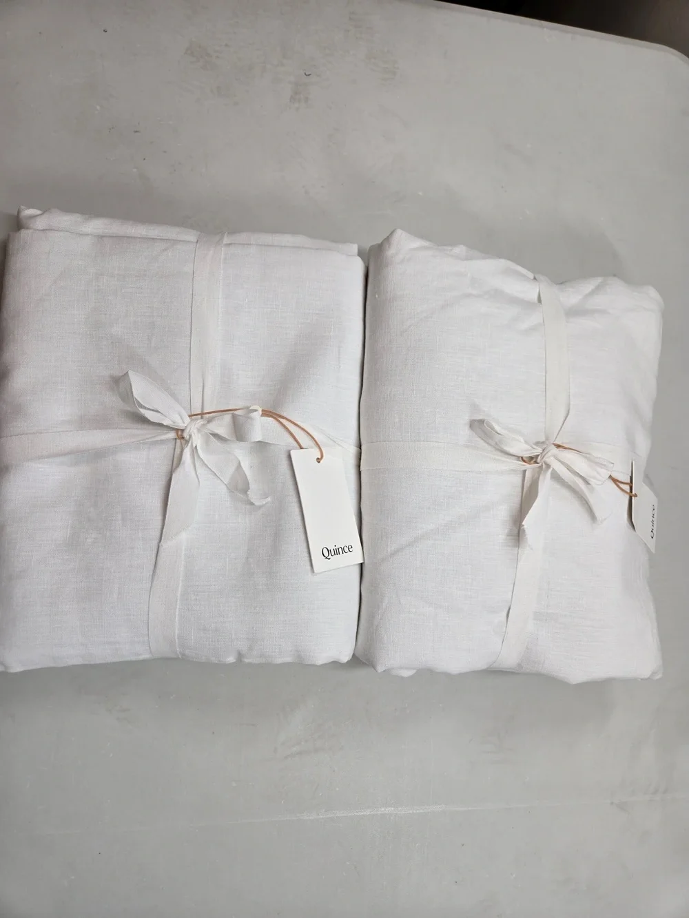 NWT QUINCE Set Of 2 48x96 European Linen True Blackout Curtains White 9509